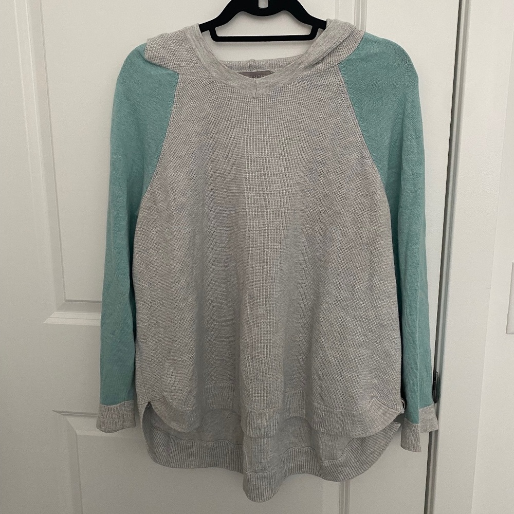 Hooded waffle knit sweater
